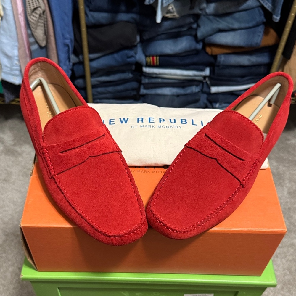 New Republic Red Suede Men's Loafers Size 11
